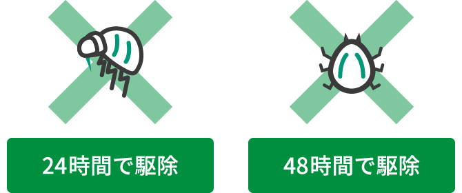 画像:ノミはわずか24時間以内、マダニは48時間以内で駆除