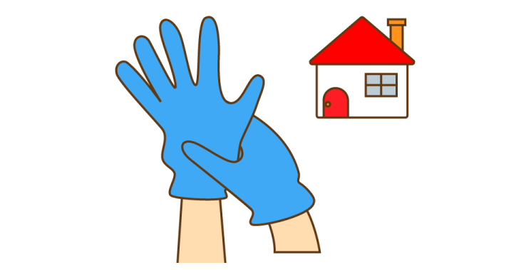 画像:STEP１  使用は原則、屋外で 屋外または換気のよい場所で使用してください。使用の際はゴム手袋を着用してください。